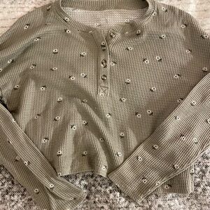 Olive Green Floral Women's Top